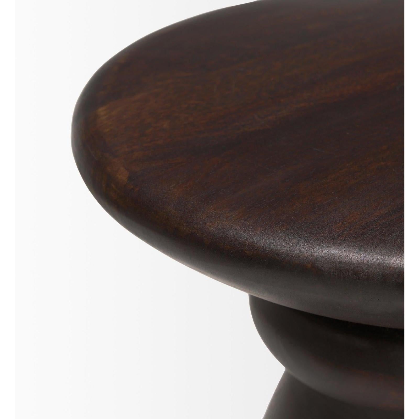 Mercana Palmera Dark Brown Wood Pedestal Accent Table
