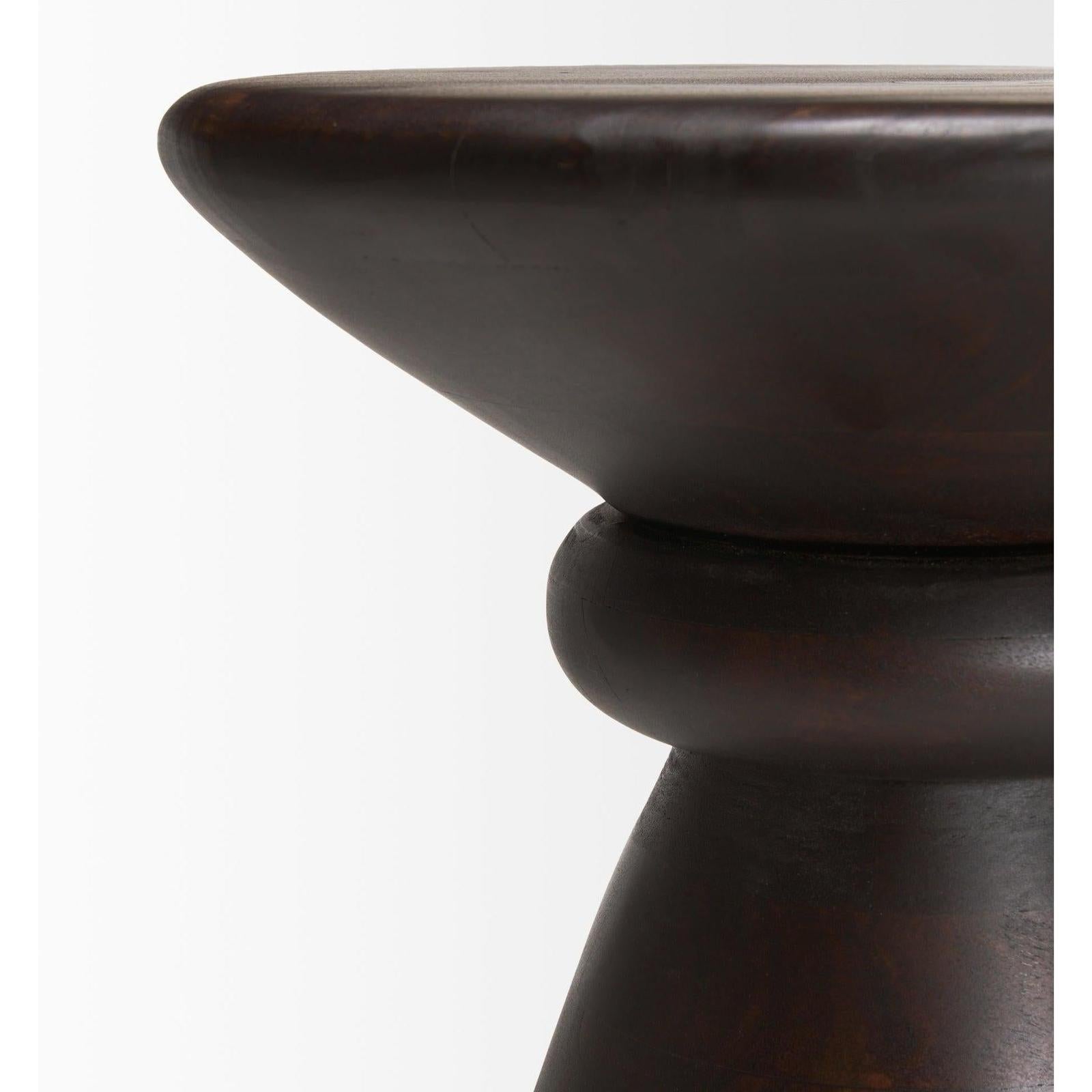 Mercana Palmera Dark Brown Wood Pedestal Accent Table