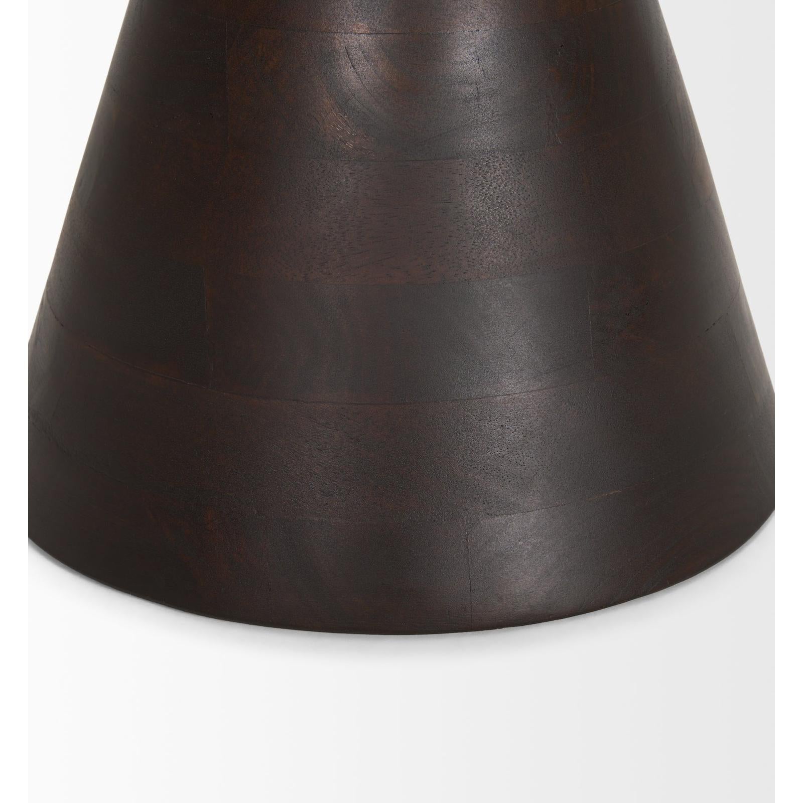 Mercana Palmera Dark Brown Wood Pedestal Accent Table
