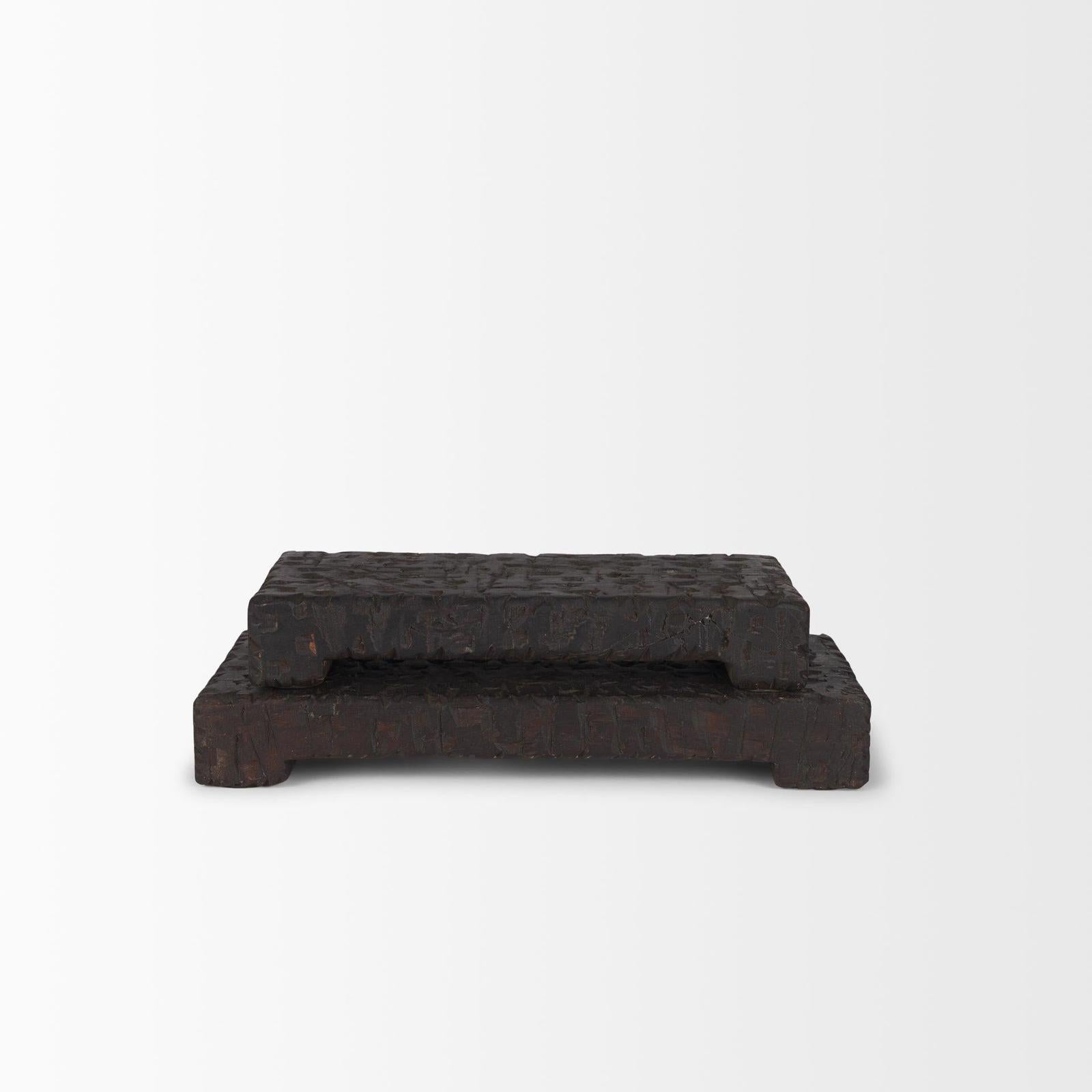 Mercana Shira Reclaimed Dark Brown Wooden Riser - Set of 2