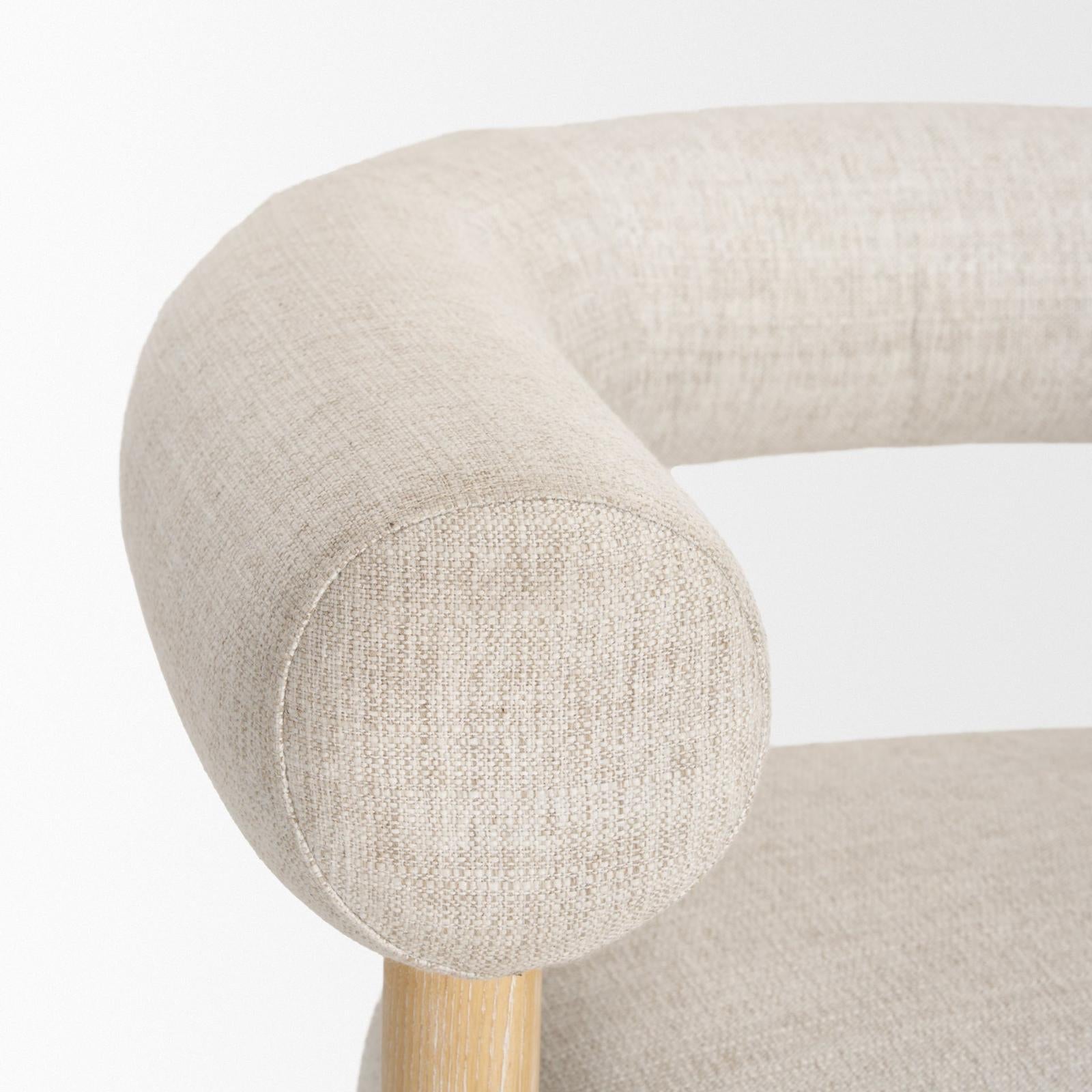 Mercana Gianna Open Back Light Brown Wood w/ Oatmeal Fabric Accent Chair Clearance