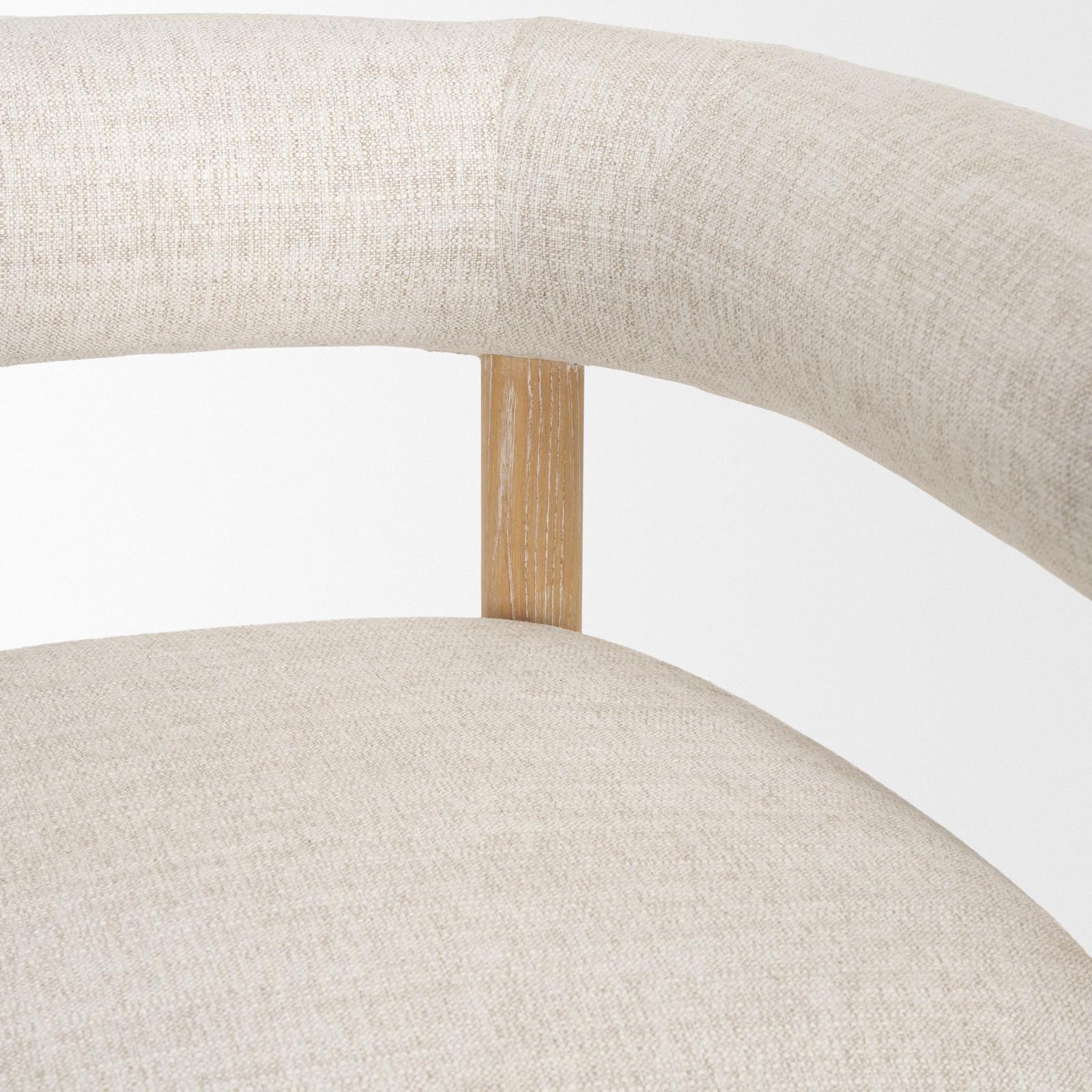 Mercana Gianna Open Back Light Brown Wood w/ Oatmeal Fabric Accent Chair Clearance