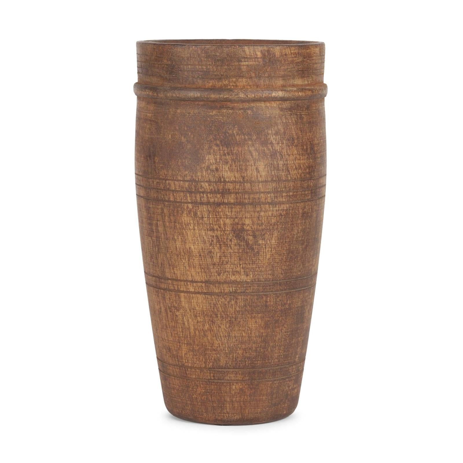 Mercana Porta Medium Brown Reclaimed Wooden Pot