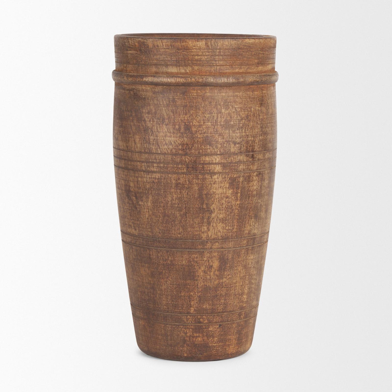 Mercana Porta Medium Brown Reclaimed Wooden Pot