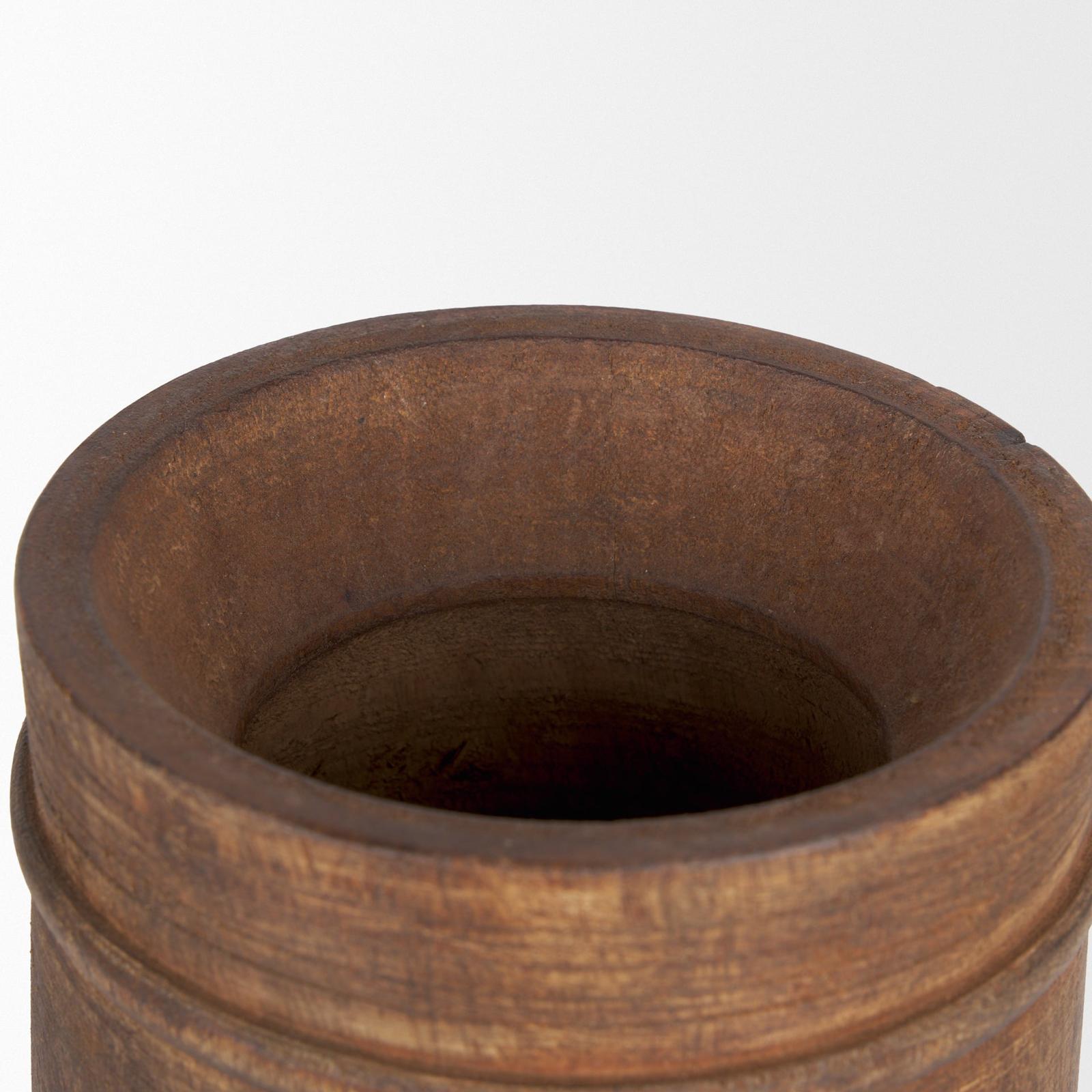 Mercana Porta Medium Brown Reclaimed Wooden Pot