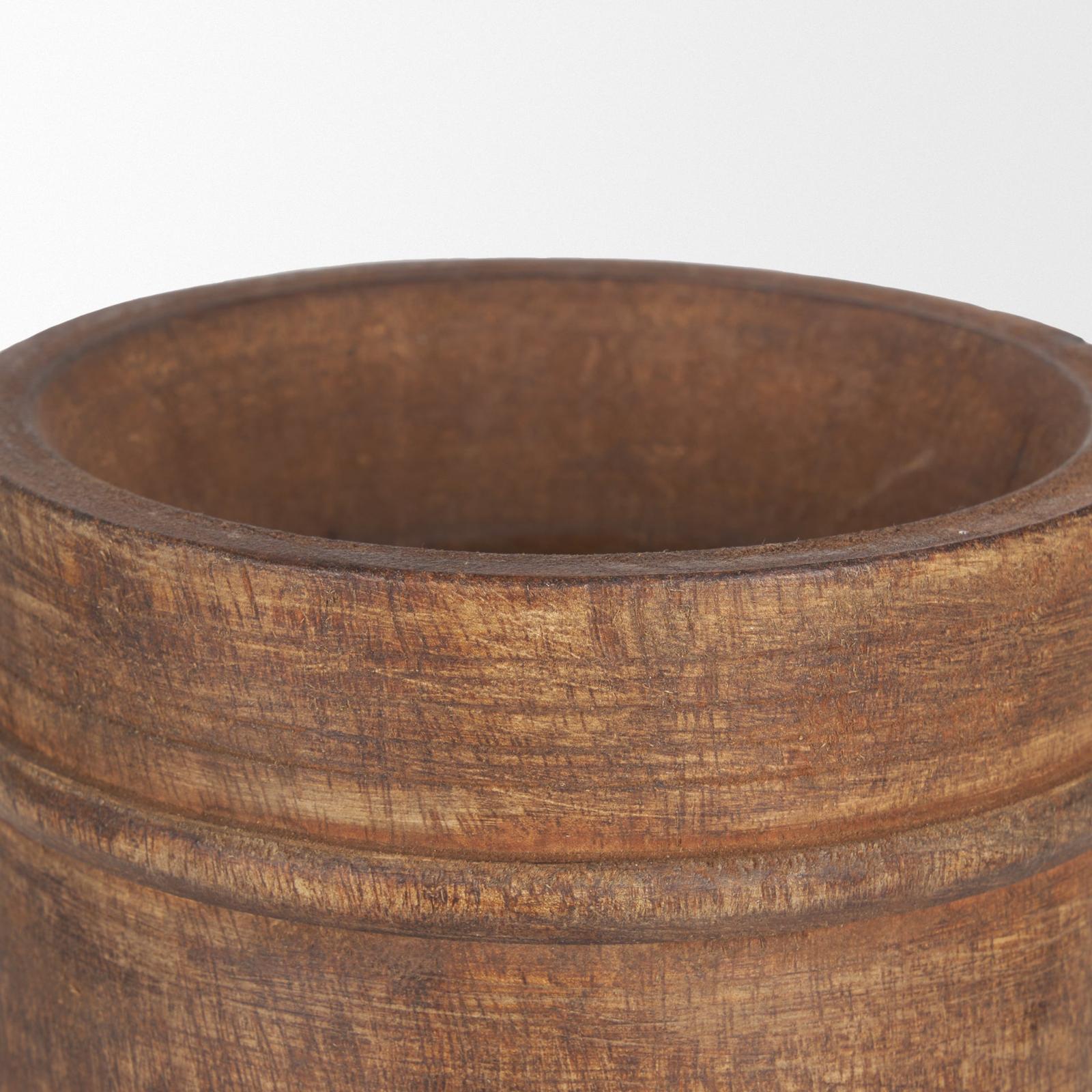 Mercana Porta Medium Brown Reclaimed Wooden Pot