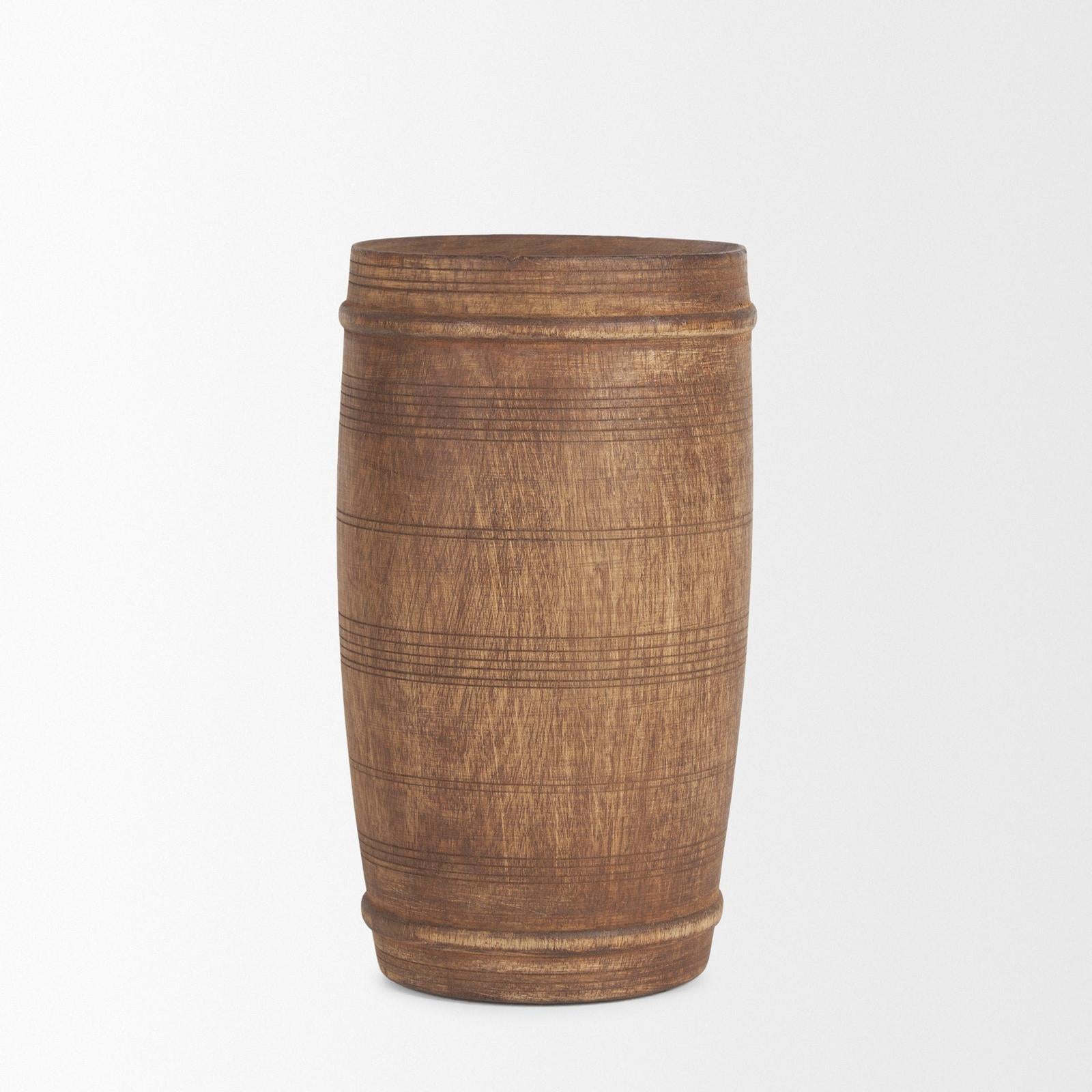 Mercana Porta Medium Brown Reclaimed Wooden Pot