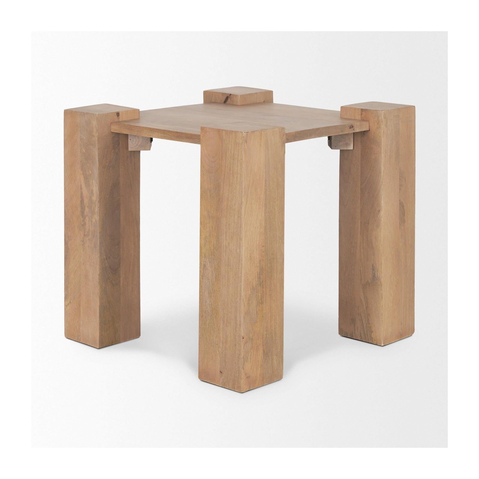 Mercana Beth Light Brown Wood Square Accent Table Clearance