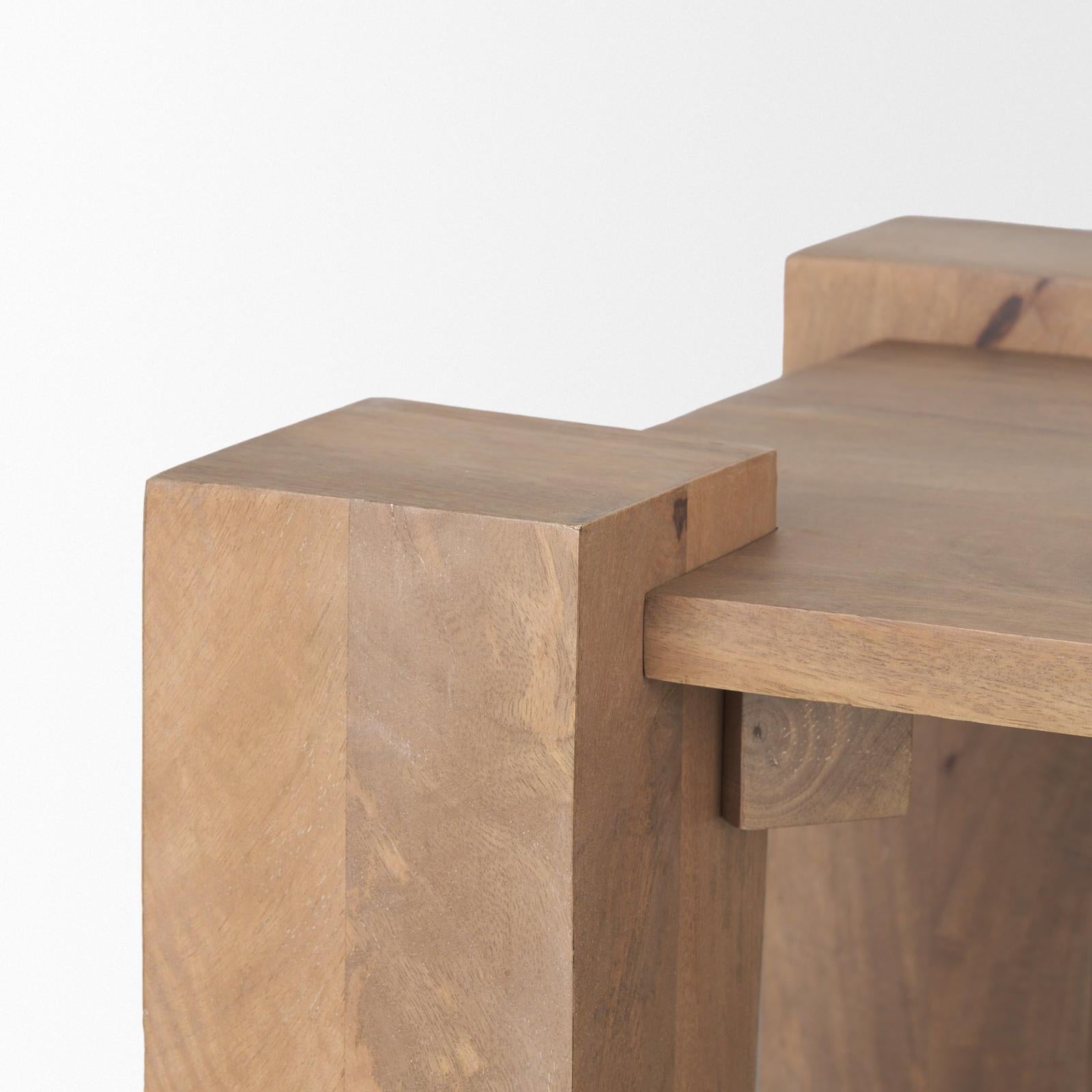 Mercana Beth Light Brown Wood Square Accent Table Clearance