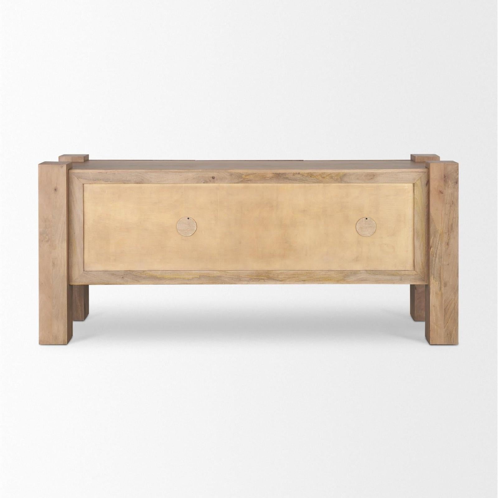 Mercana Beth Light Brown Wood w/ 3 Doors Sideboard