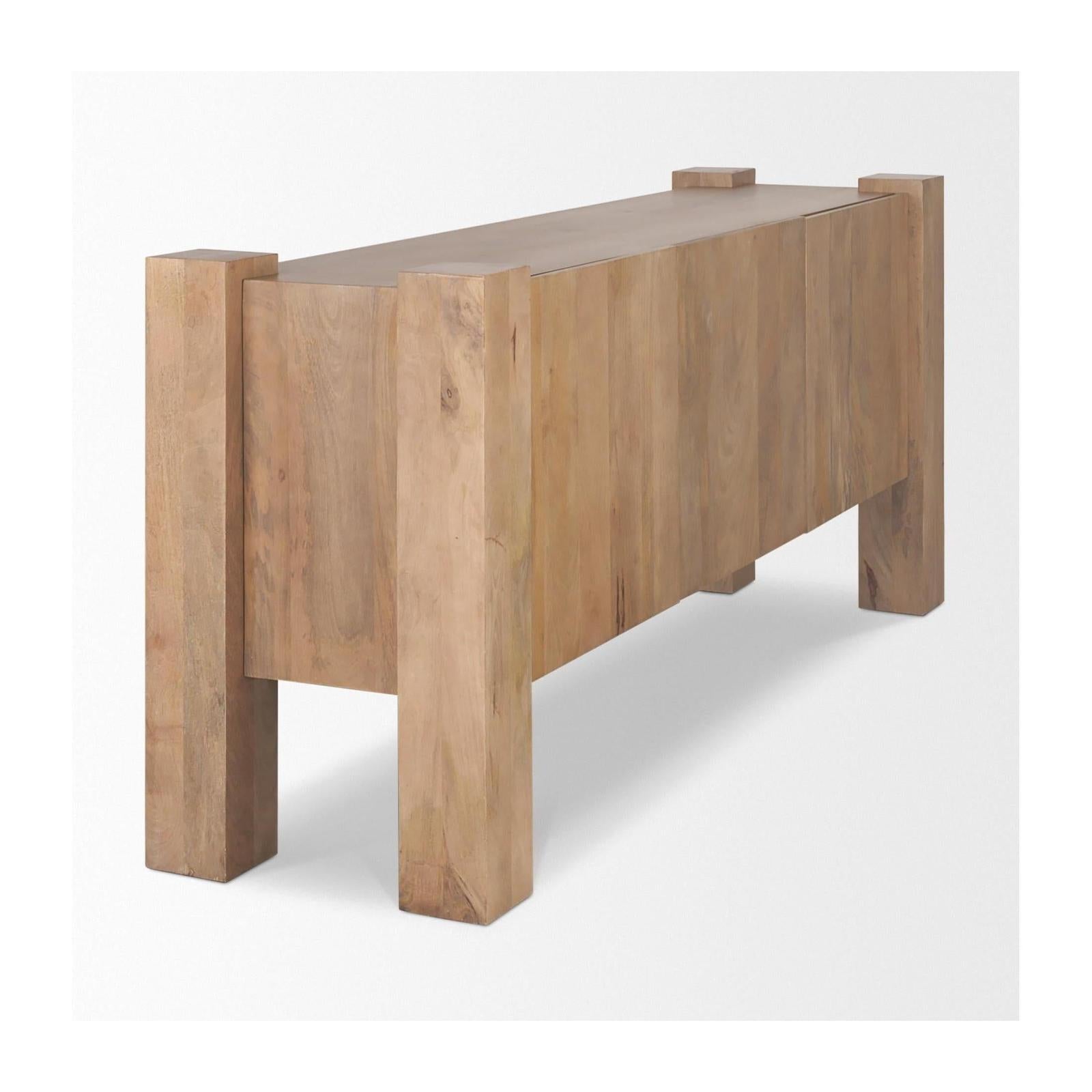 Mercana Beth Light Brown Wood w/ 3 Doors Sideboard