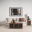 Mercana Wilton Brown Wood w/ 12 Black Metal Drawers Coffee Table Clearance