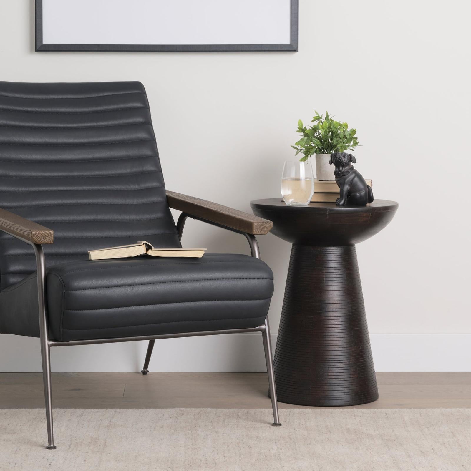 Mercana Novell Dark Brown Wood Pedestal Accent Table