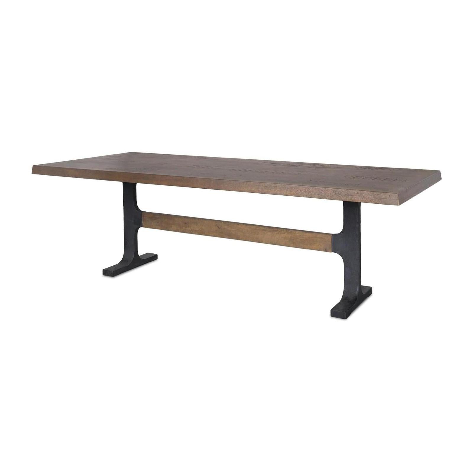 Mercana Araxi Rectangular Solid Wood Top Black Metal Base Dining Table