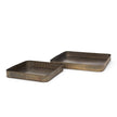 Mercana Varun Antiqued Brass Metal Tray -Set of 2
