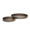 Mercana Varun Antiqued Brass Metal Tray -Set of 2