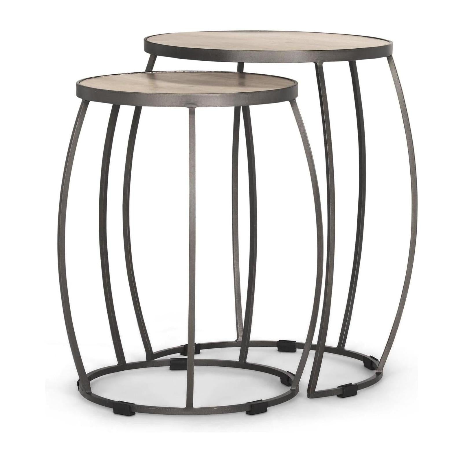 Mercana Clapp Brown Round Wood Top Nesting Accent Tables- Set of 2
