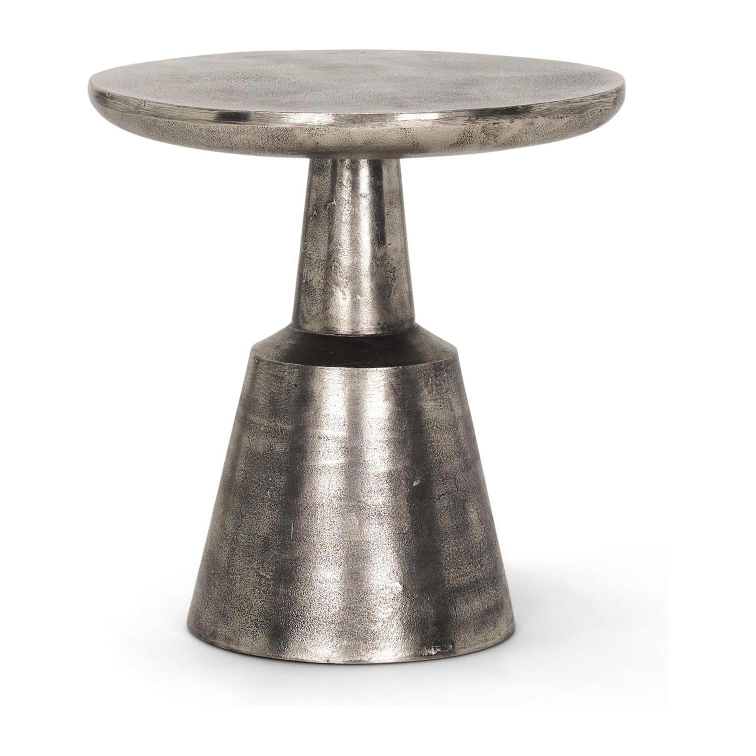 Mercana Bobbi Textured Polished Nickel Cast Aluminum Metal Accent Table