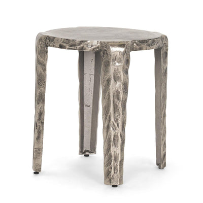 Mercana Randy Textured Silver Nickel Cast Aluminum Metal Accent Table Clearance