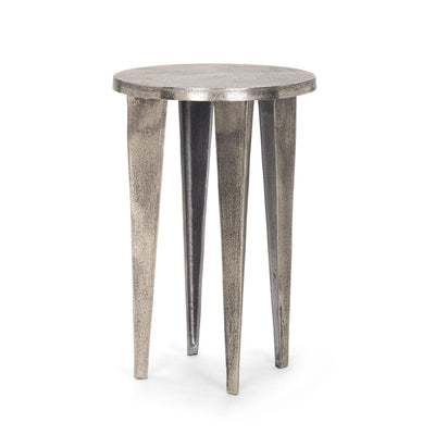 Mercana Maggie Textured Silver Nickel Cast Aluminum Metal Accent Table