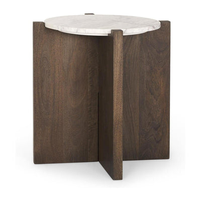 Mercana Bianca Wood w/ Marble Round Accent Table
