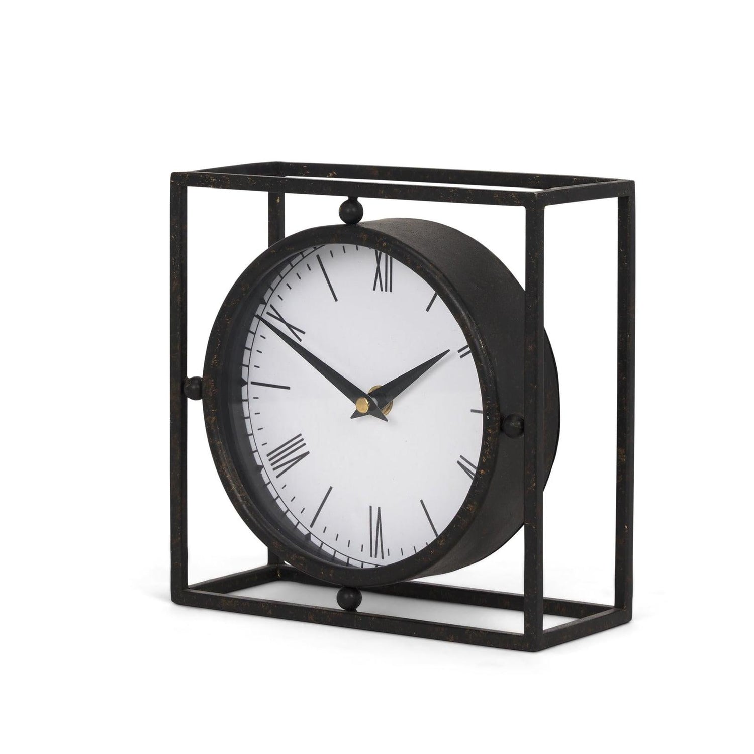 Mercana Raisa Black w/ Gold Antiquing Metal Table Clock