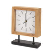 Mercana Renaya Light Brown Wood w/ Matte Black Metal Base Table Clock