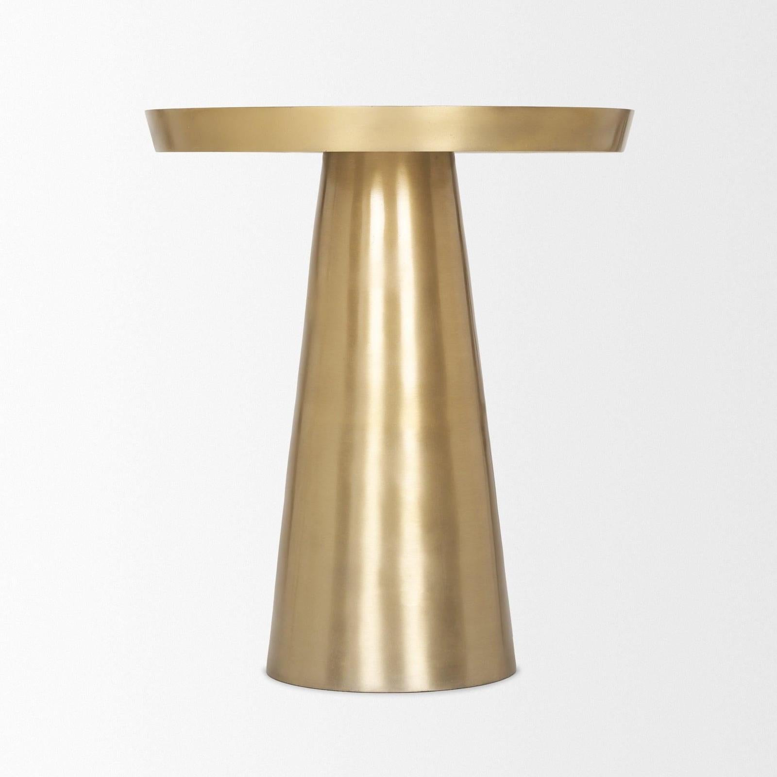 Mercana Roland Satin Brass Cast Aluminum Metal Accent Table