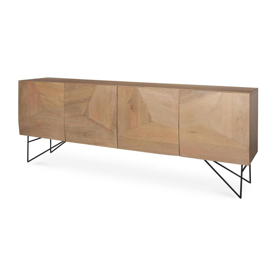 Mercana Darwin Light Brown Wooden 4 Door w/ 2 Shelves Sideboard