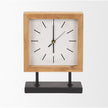 Mercana Renaya Light Brown Wood w/ Matte Black Metal Base Table Clock