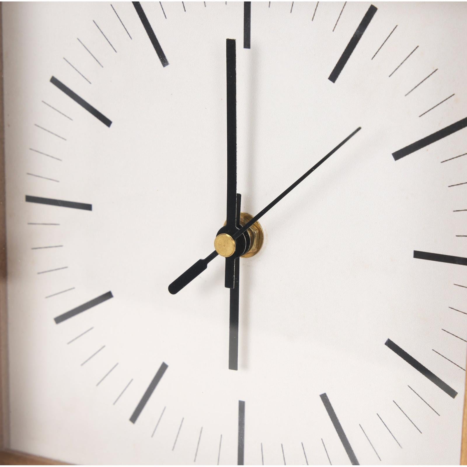 Mercana Renaya Light Brown Wood w/ Matte Black Metal Base Table Clock