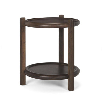 Mercana Romi Dark Brown Wood w/ Bottom Shelf Round Accent Table