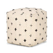 Mercana Saanvi Wool w/ Cream and Black Stitched Cross Patterned Pouf Clearance