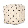 Mercana Saanvi Wool w/ Cream and Black Stitched Cross Patterned Pouf Clearance