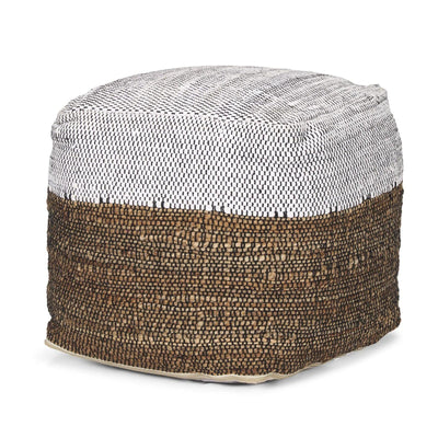 Mercana Samiya Jute w/ White Cotton Pouf Clearance