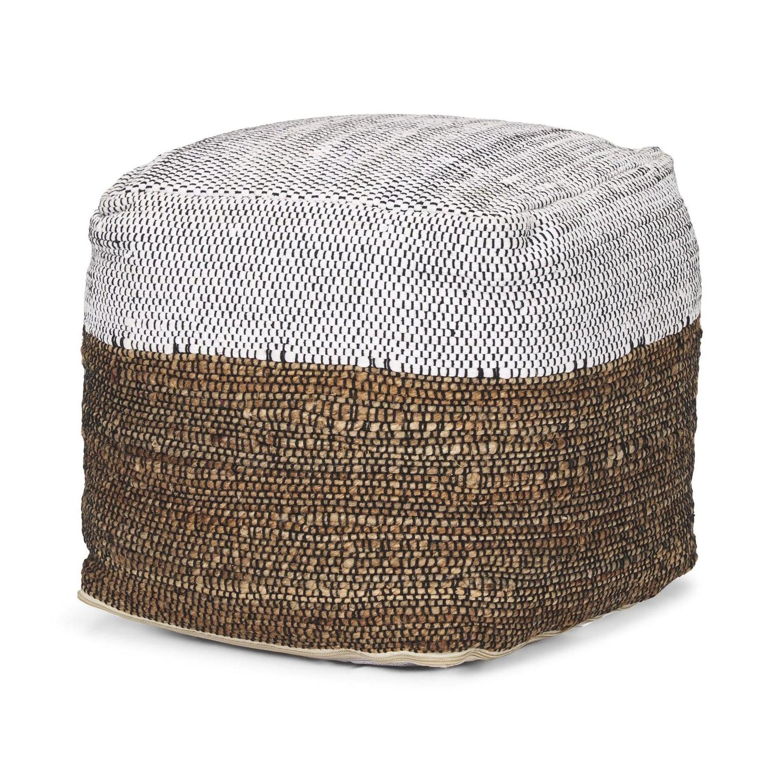 Mercana Samiya Jute w/ White Cotton Pouf Clearance