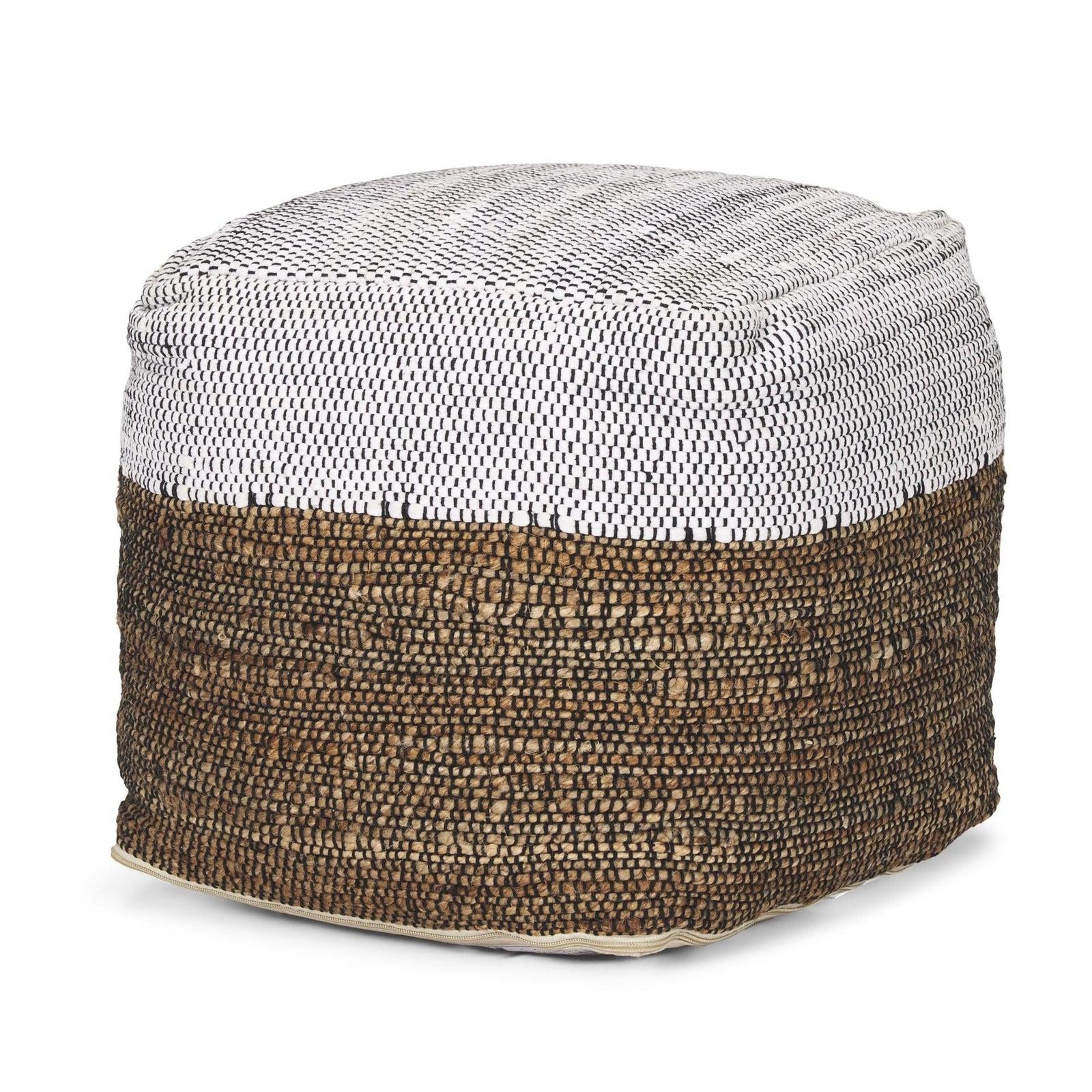 Mercana Samiya Jute w/ White Cotton Pouf Clearance