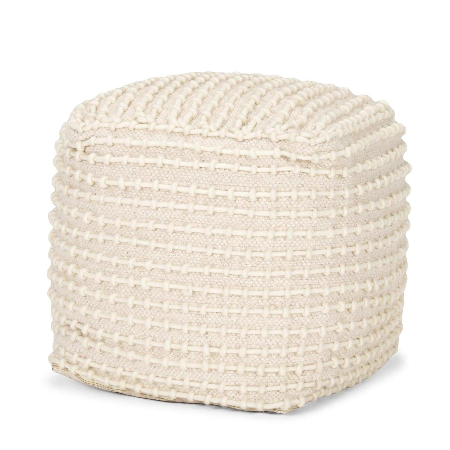 Mercana Sakaye Beige w/ Cream Stitched Patterned Pouf