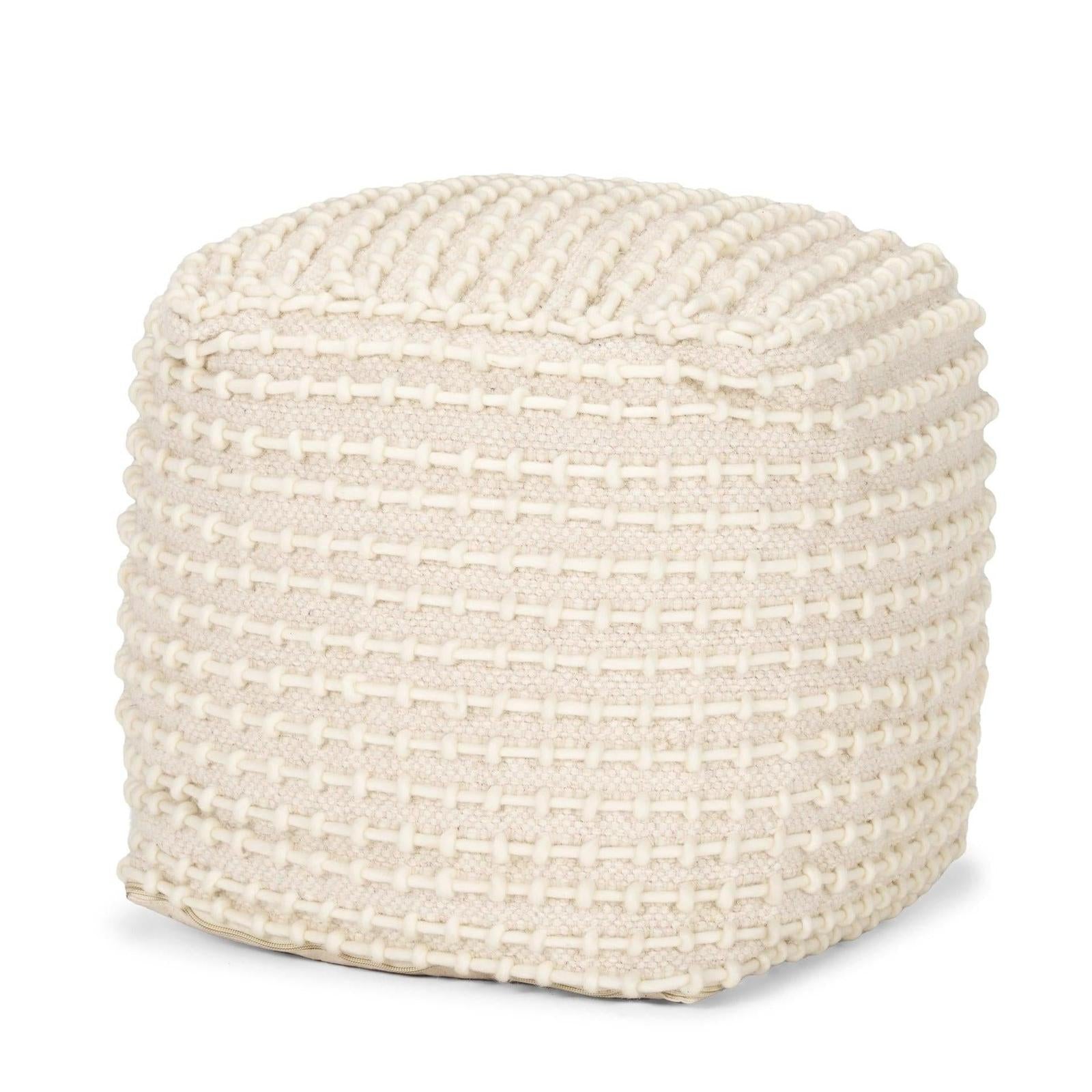 Mercana Sakaye Beige w/ Cream Stitched Patterned Pouf