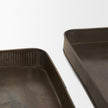 Mercana Varun Antiqued Brass Metal Tray -Set of 2