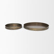 Mercana Varun Antiqued Brass Metal Tray -Set of 2