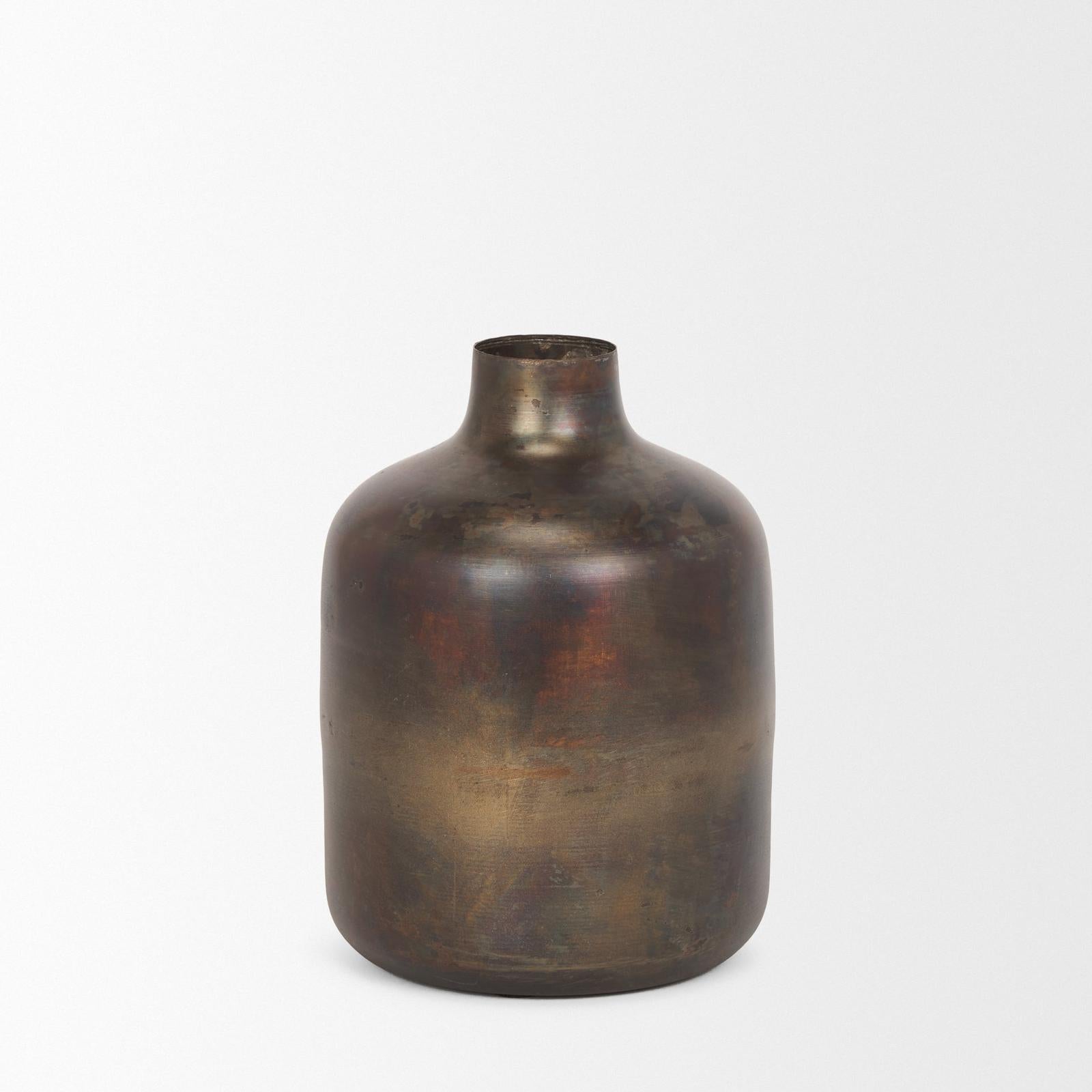 Mercana Daya Antiqued Gold Metal Vase