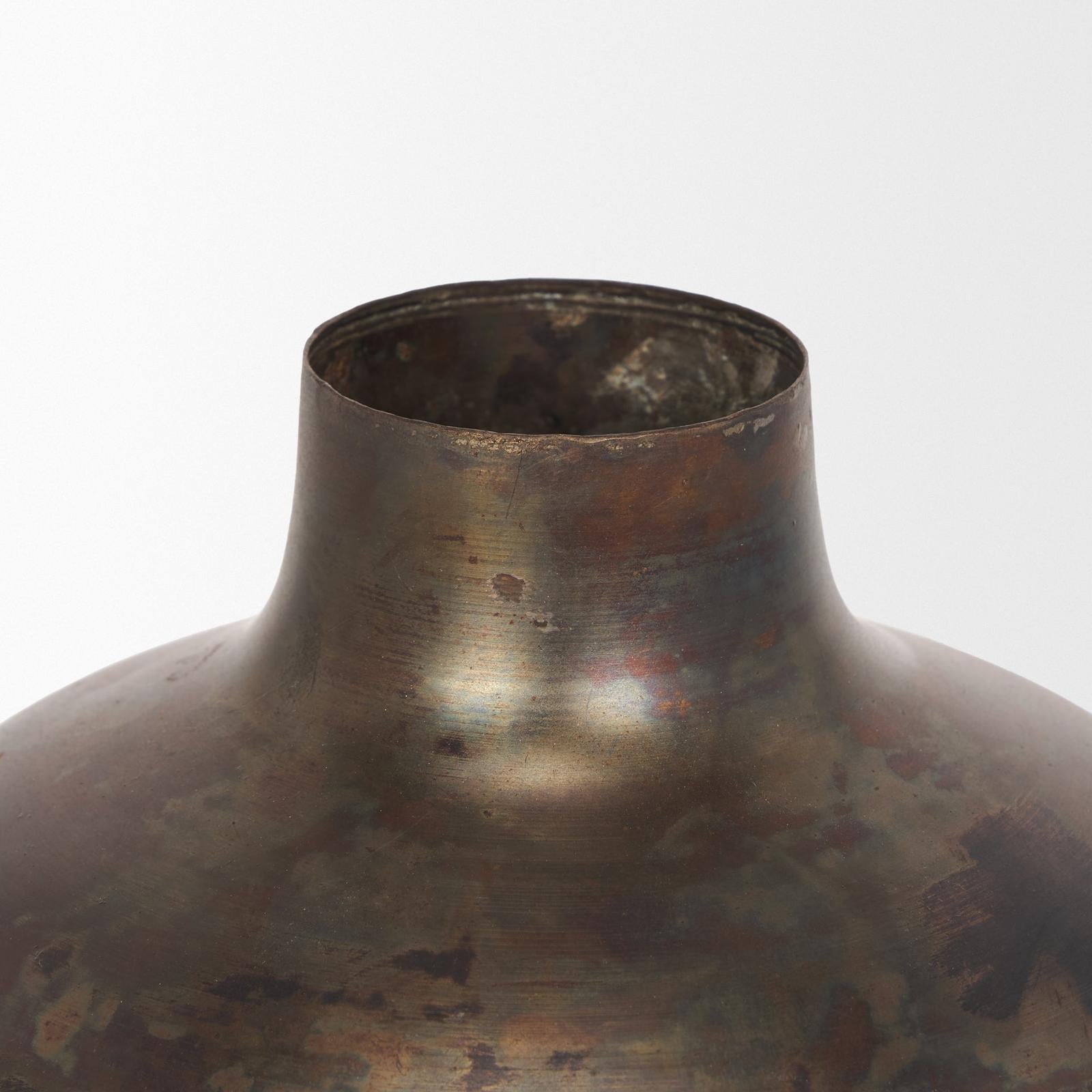Mercana Daya Antiqued Gold Metal Vase