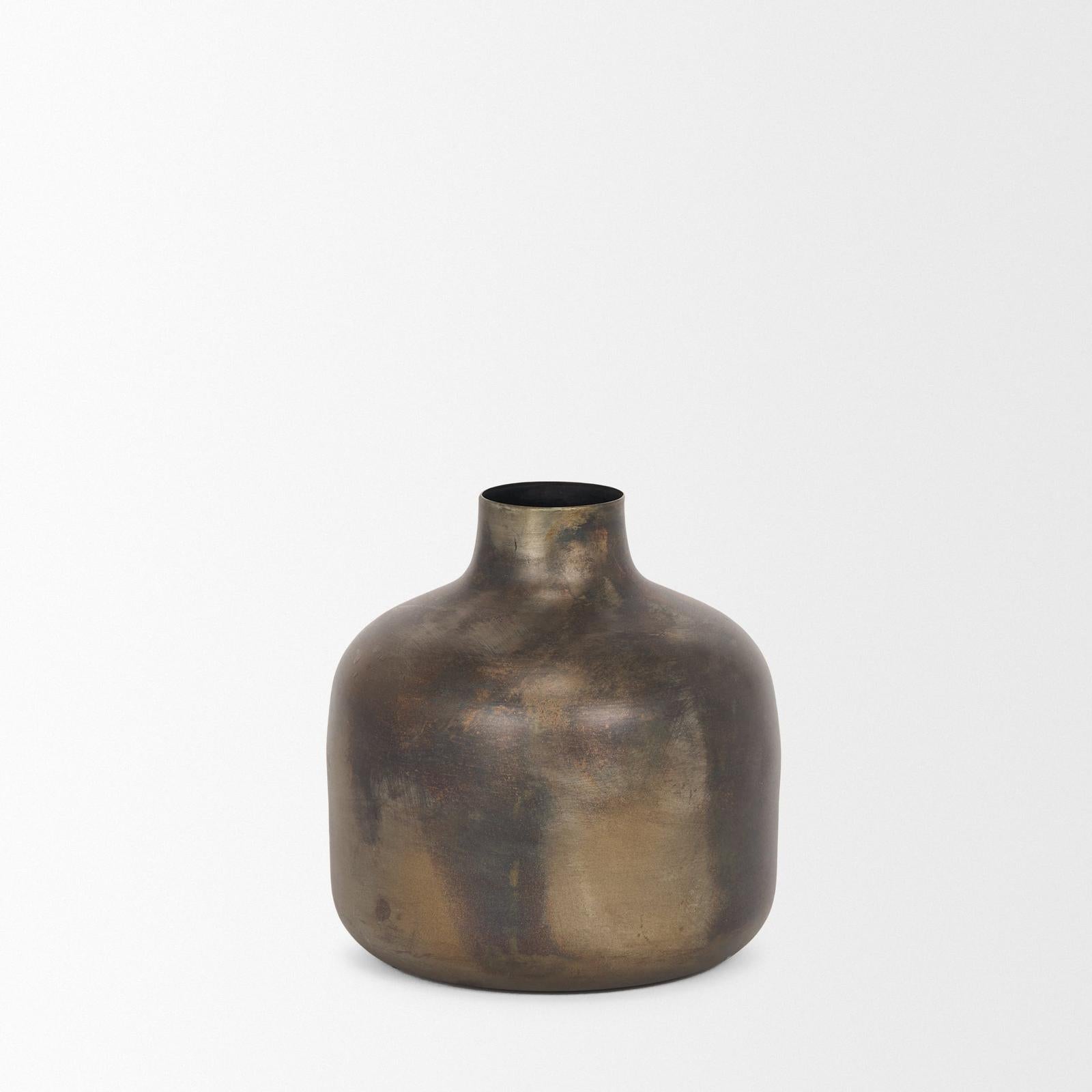 Mercana Daya Antiqued Gold Metal Vase