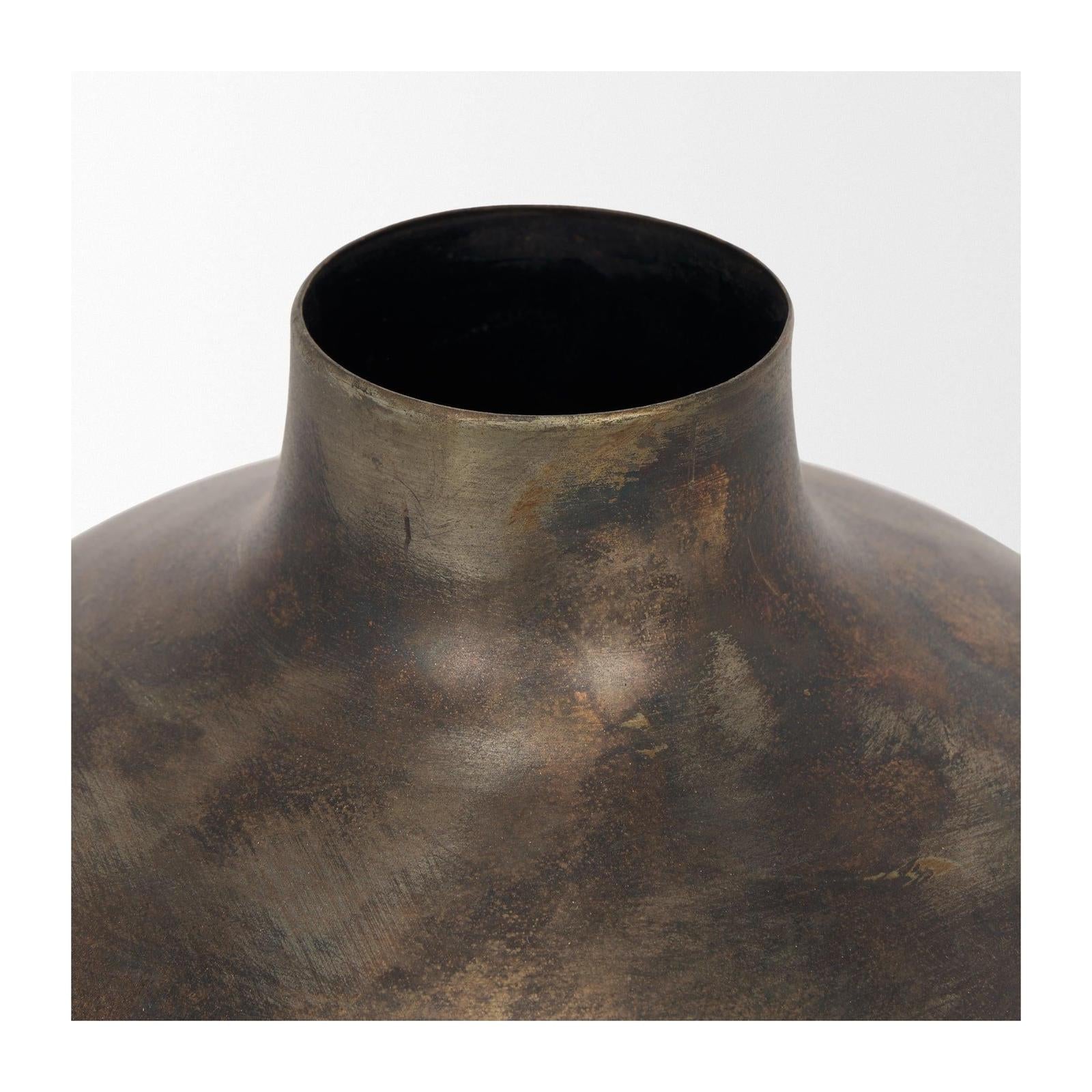 Mercana Daya Antiqued Gold Metal Vase