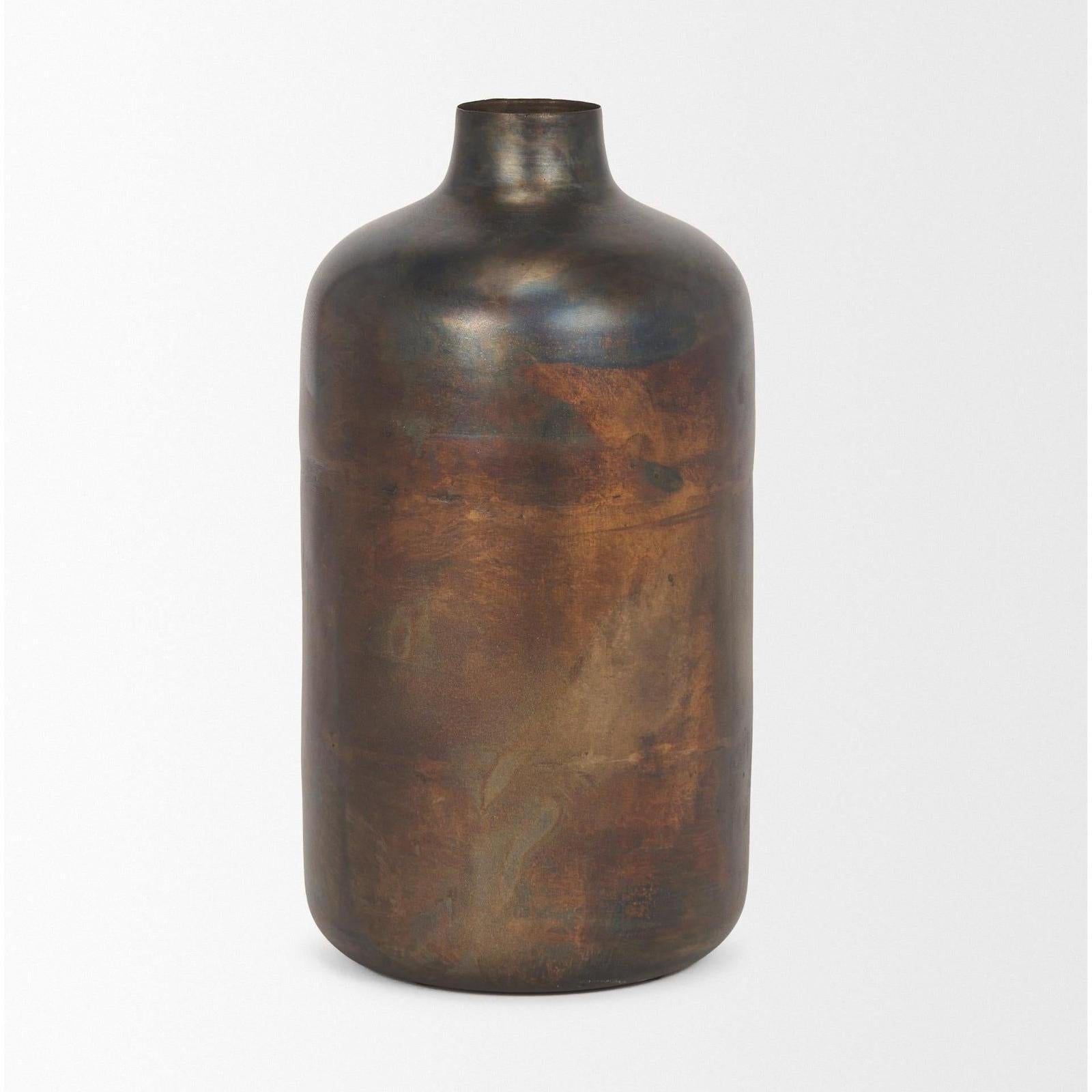 Mercana Daya Antiqued Gold Metal Vase