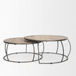 Mercana Clapp Round Light Brown W/ White Wash Wood and Silver Metal Nesting Coffee Tables - Set of 2 Clearance