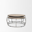 Mercana Clapp Round Light Brown W/ White Wash Wood and Silver Metal Nesting Coffee Tables - Set of 2 Clearance