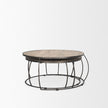 Mercana Clapp Round Light Brown W/ White Wash Wood and Silver Metal Nesting Coffee Tables - Set of 2 Clearance