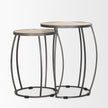 Mercana Clapp Brown Round Wood Top Nesting Accent Tables- Set of 2